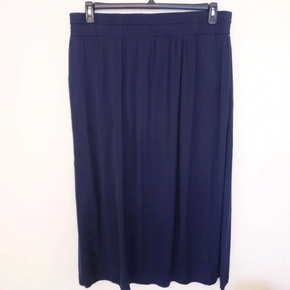 Chico's Rayon Blend Lightweight Blue Maxi Skirt w/Side Slit Chicos Sz 3/XL EUC